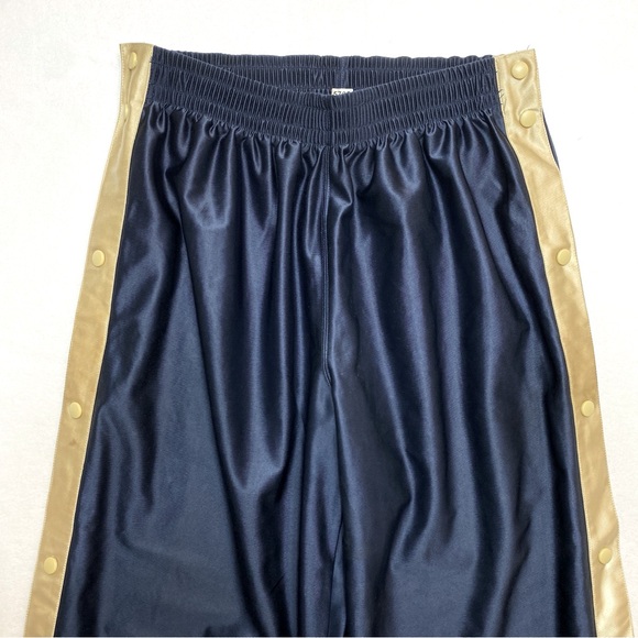 Vintage Nike Snap Up Basketball Pants Men's L Satin Blue Gold Tear Away Swoosh - Picture 1 of 8